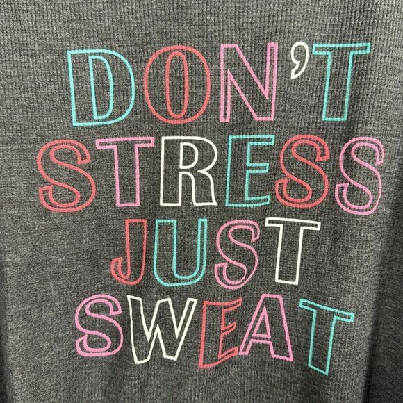 Wildfox Dont Stress Just Sweat Oversized Thermal Loose Fit  Lounge Pullover - Picture 9 of 16